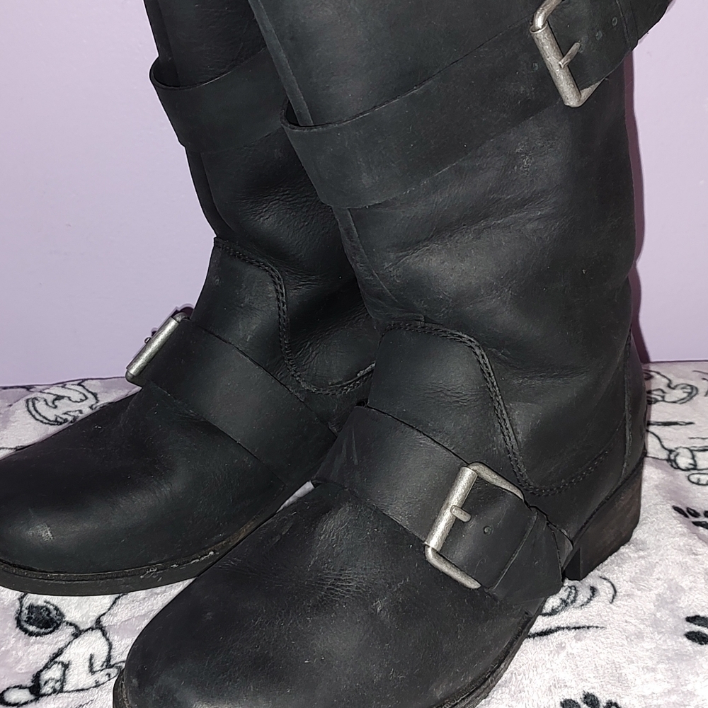 Women's Black  Leather Chancey Ugg  Boots